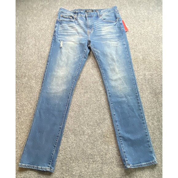 MBX Denim Jeans Mens W34 L30 Classic Fit Slim Straight Leg Distressed Whiskers - Picture 1 of 15